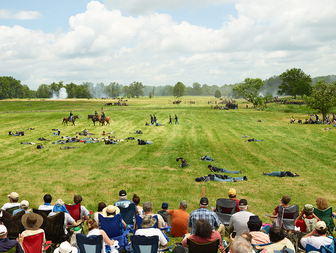 Soldiers assigned the role of casualties playing dead.